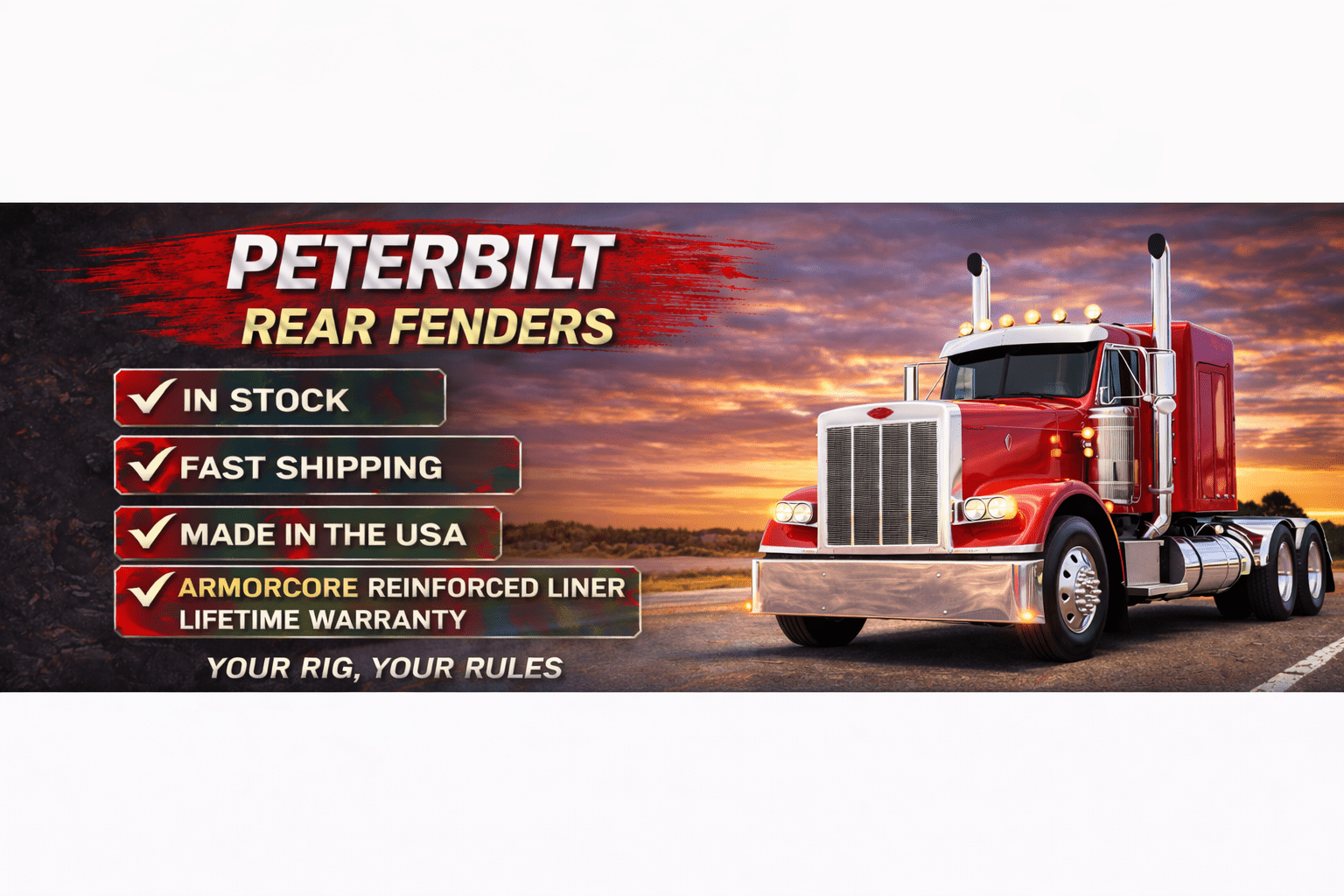 Peterbilt Rear Fender - Bad Ass Custom Truck Parts