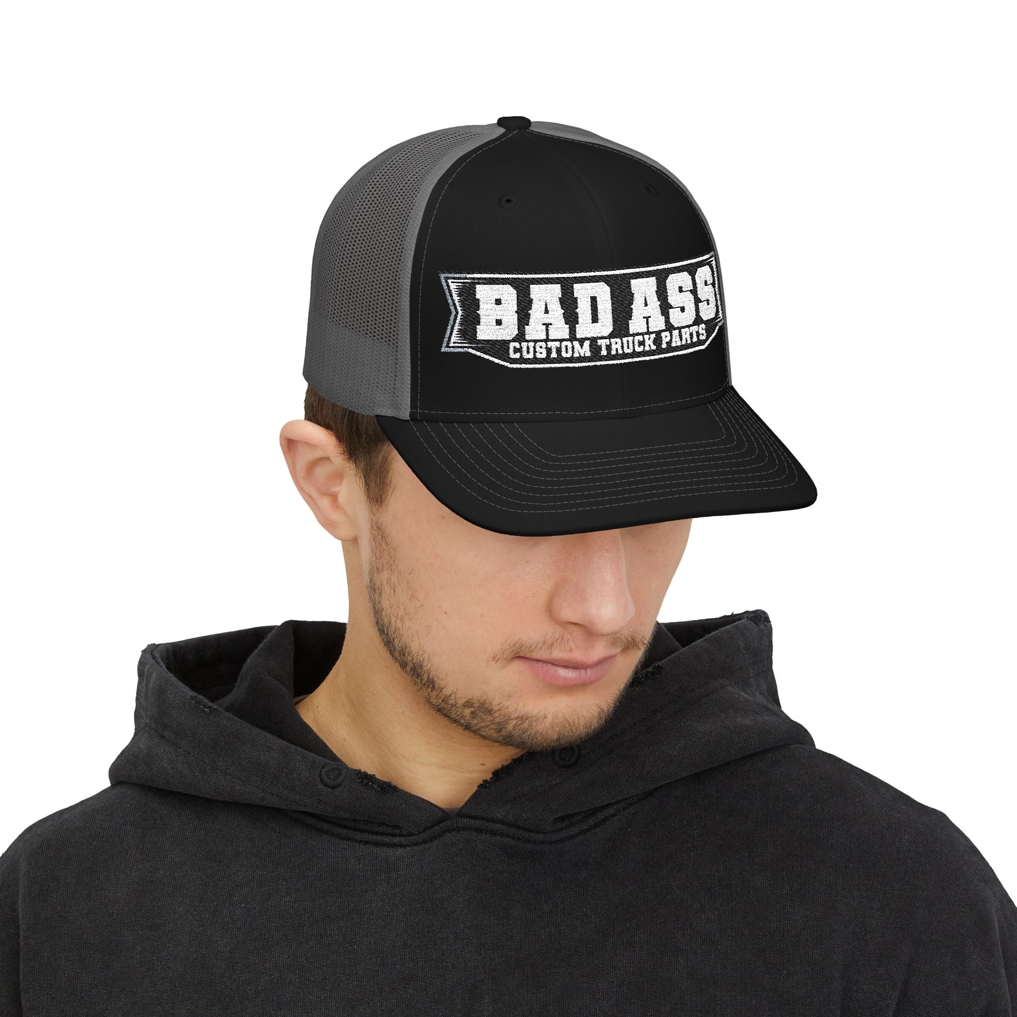 Custom Embroidered Bad Ass Snapback Trucker Cap - Bad Ass Custom Truck Parts