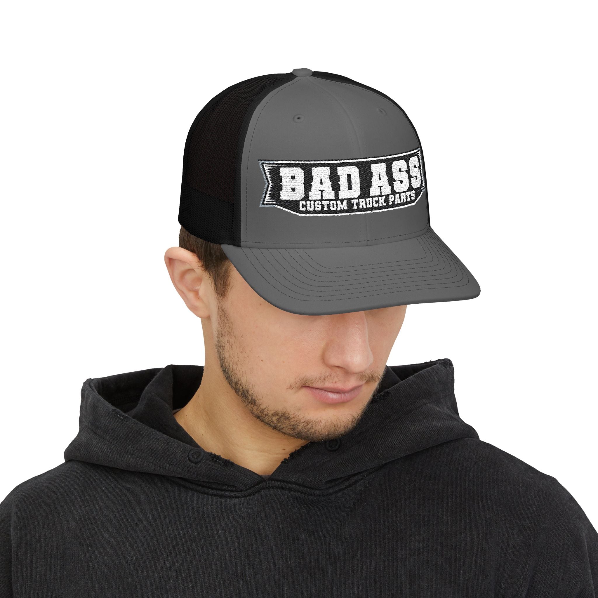 Custom Embroidered Bad Ass Snapback Trucker Cap - Bad Ass Custom Truck Parts