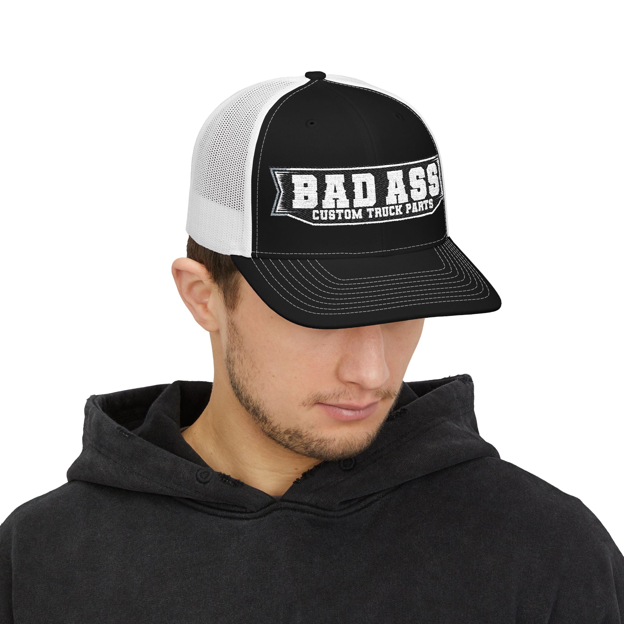 Custom Embroidered Bad Ass Snapback Trucker Cap - Bad Ass Custom Truck Parts
