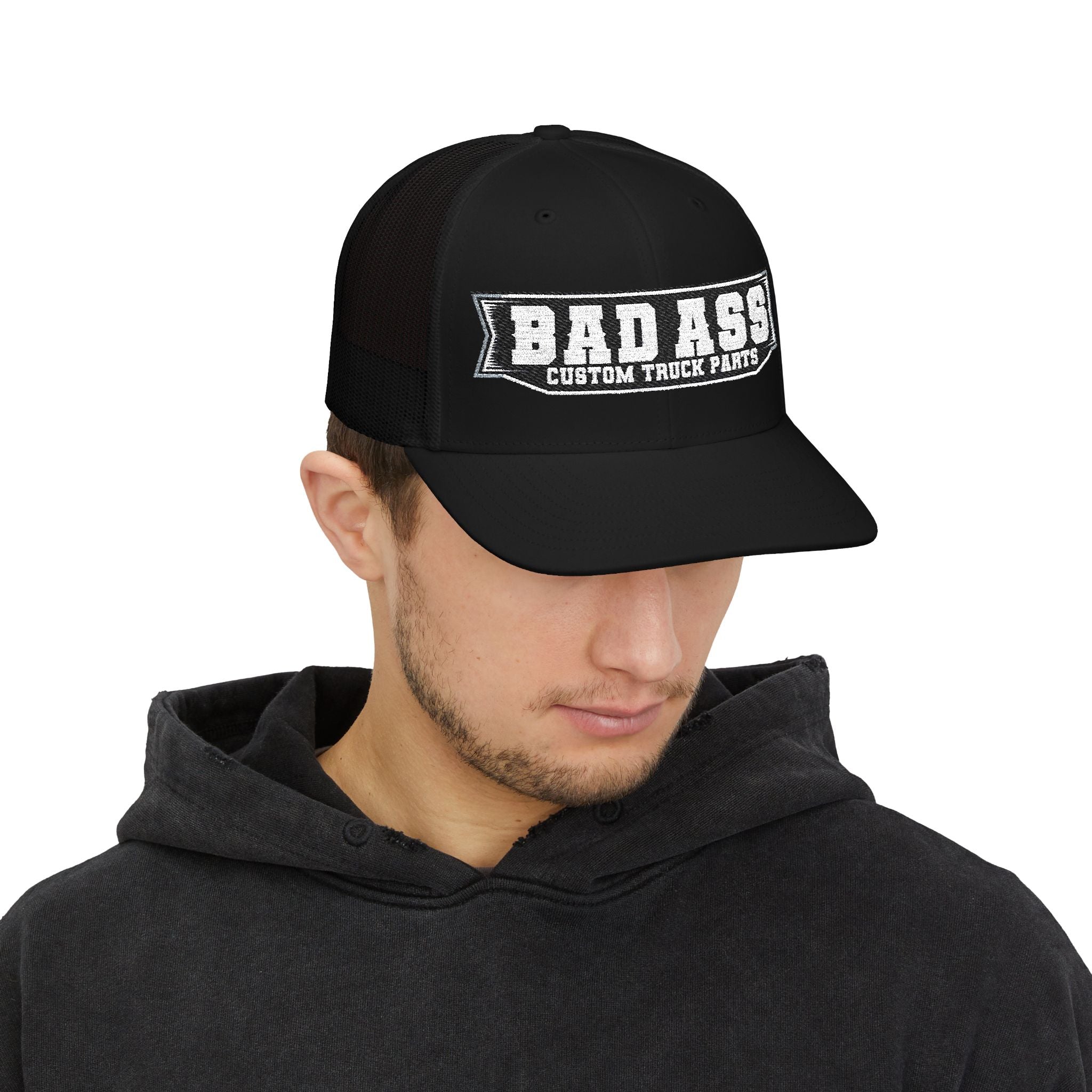 Custom Embroidered Bad Ass Snapback Trucker Cap - Bad Ass Custom Truck Parts