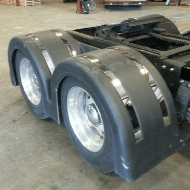 Double Hump Fender Set With Narrow Stainless Steel Strips - Bad Ass Custom Truck Parts