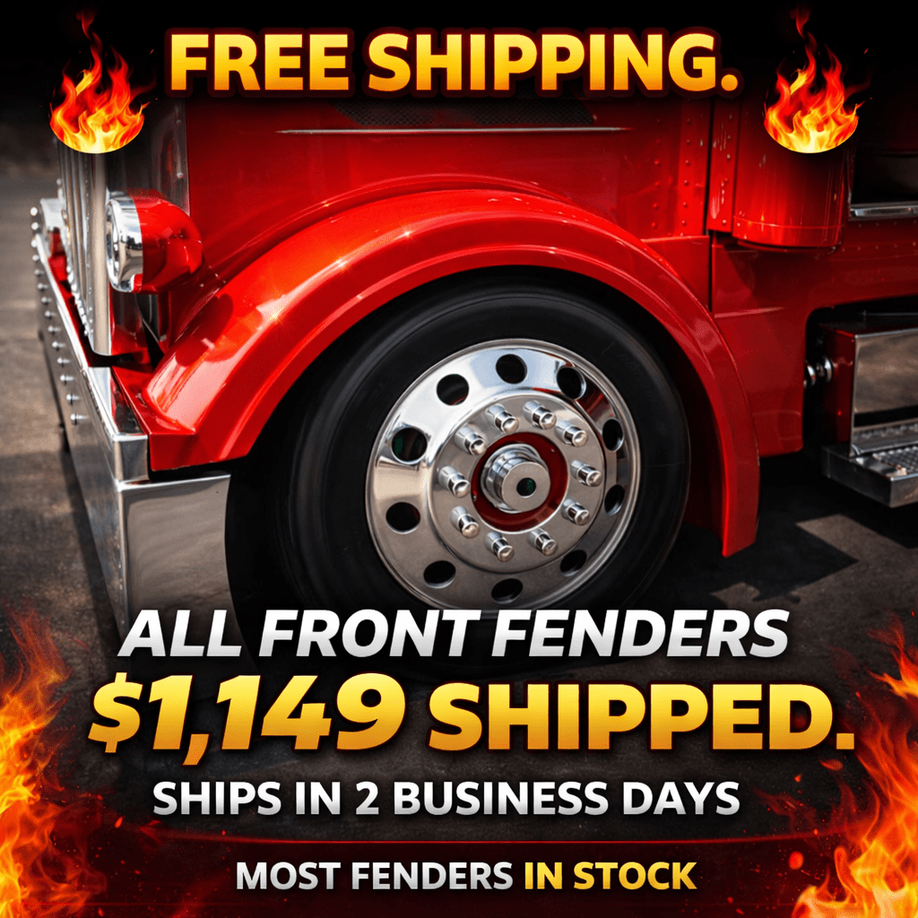Peterbilt 389 Short 3.5" Sidewall Front Fender Set - Bad Ass Custom Truck Parts