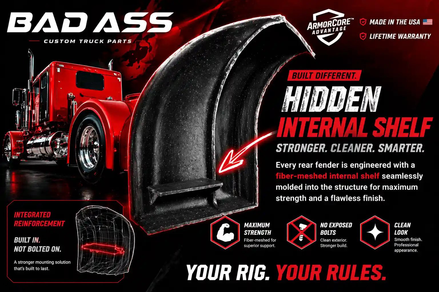 Rally Double Hump Rear Fender Set - Bad Ass Custom Truck Parts
