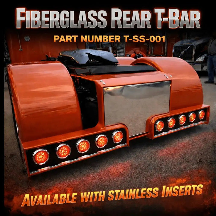 T - 001 Universal Rear T - Bar with Integrated Light Enclosures - Bad Ass Custom Truck Parts
