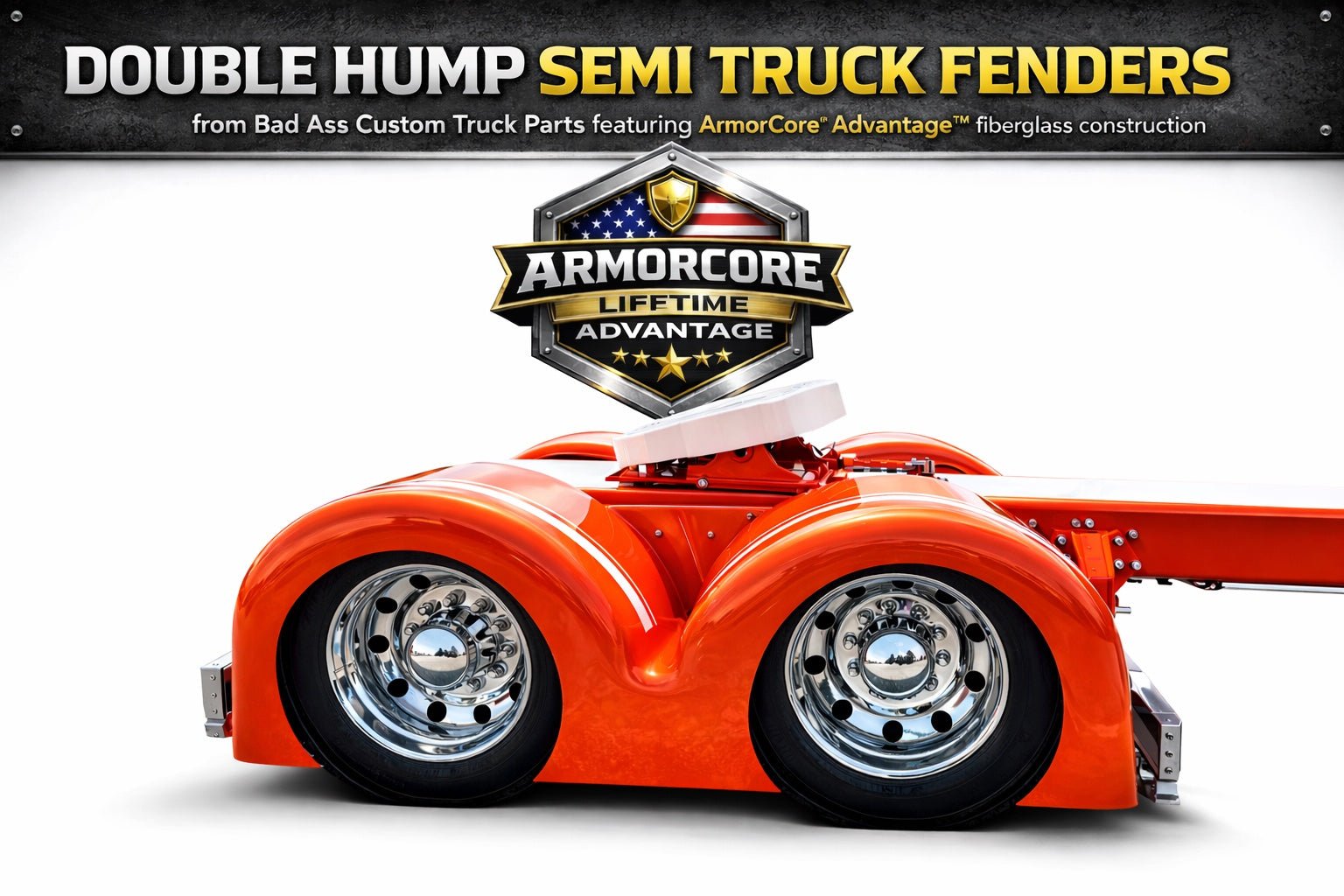 ArmorCore Fiberglass Double Hump Fenders for Class 8 Semi Trucks