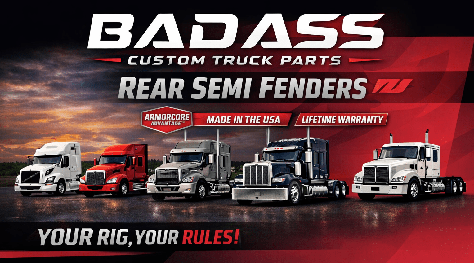 Semi Rear Fenders - Bad Ass Custom Truck Parts