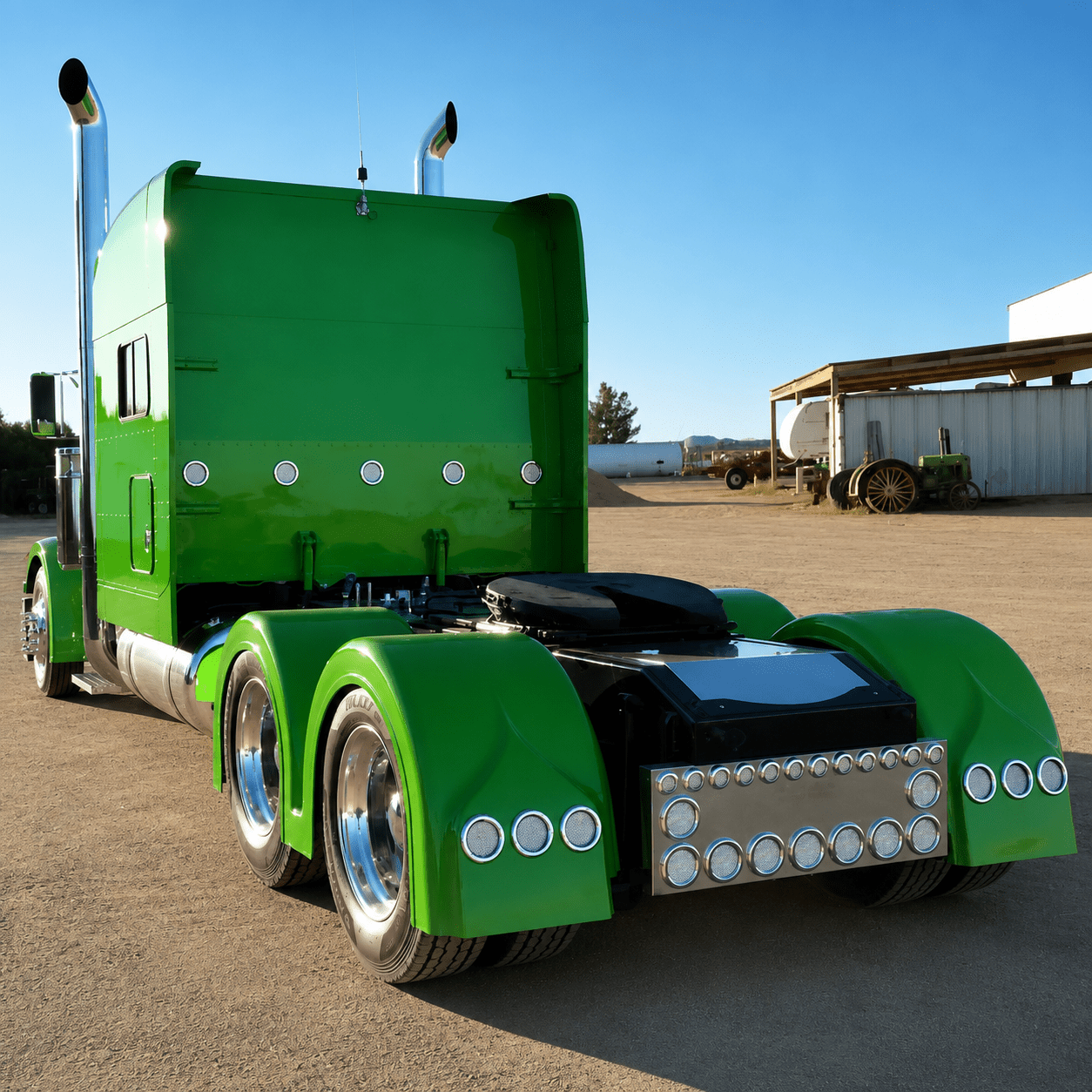 Double Hump Rear Fender Set with Light Boxes | Semi Truck Fender Kit - Bad Ass Custom Truck Parts