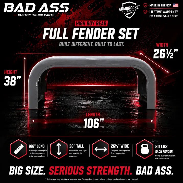 High Boy Rear Full Fender Set - Bad Ass Custom Truck Parts