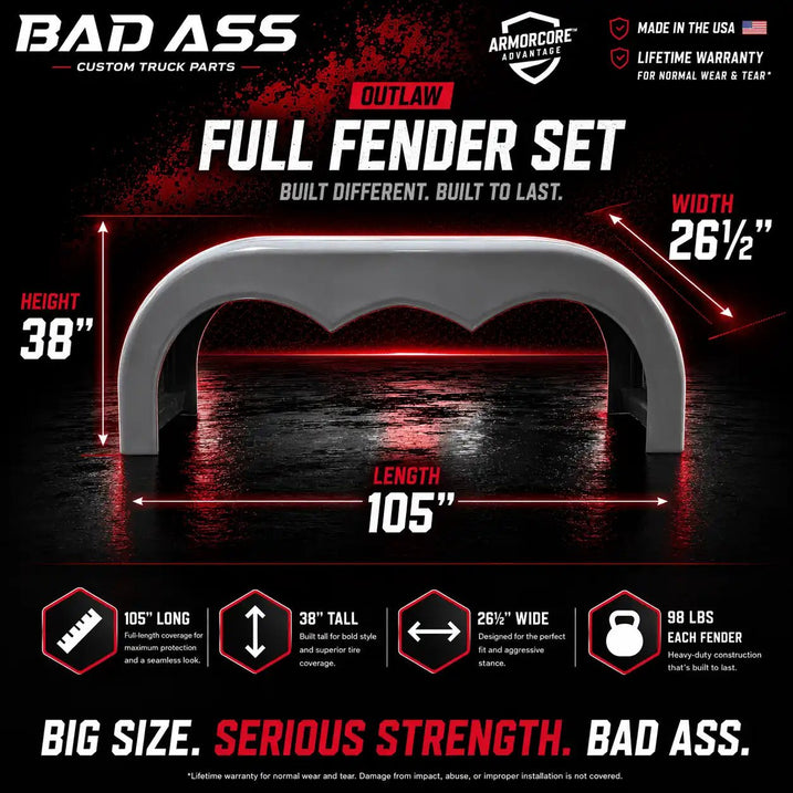 Outlaw Rear Full Fender Set - Bad Ass Custom Truck Parts