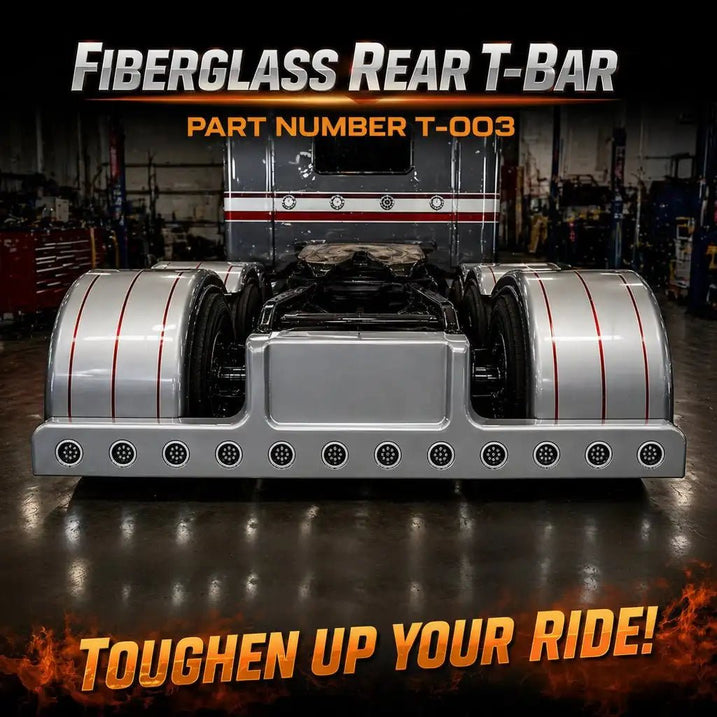 T-003 Universal Rear T-Bar with Integrated Light Enclosures - Bad Ass Custom Truck Parts